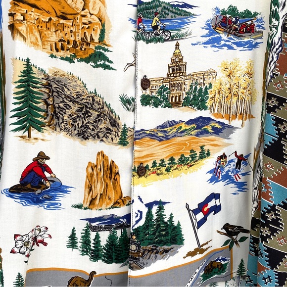 REYN SPOONER vintage Hawaiian shirt COLORADO pride STATE MAP tropical men’s XL - Picture 4 of 10